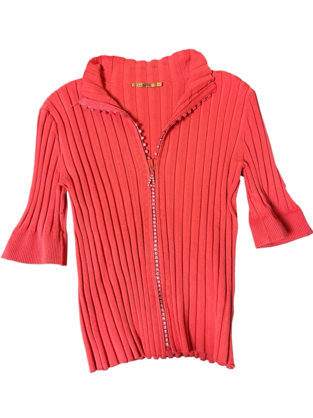 Y2K 2000s Rhinestone Zip up Knit Top